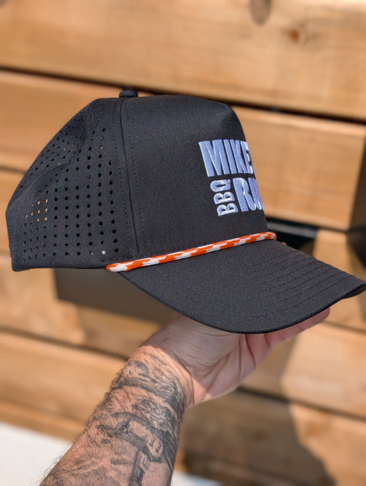 Mike’s BBQ Rub golf rope hat side view embroidered logo